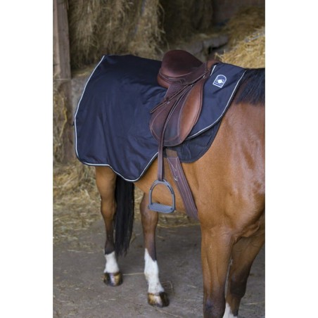 Couverture De Rein Pour Cheval Horze WeatherTrek - Nylon Imperméable Teflon - Taille 125-155 Cm - Noir, Réflective