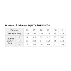 Bottes cuir à lacets Equithème-mesures